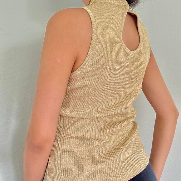 Cache gold metallic knit sleeveless top - Picture 3 of 8